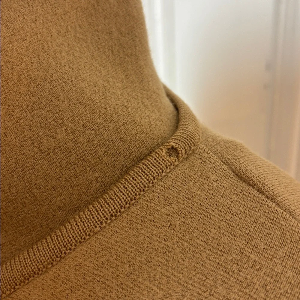 ANDREA JOVINE Camel Wool Cropped Peacoat Jacket Gold Buttons - Size L - Picture 6 of 10